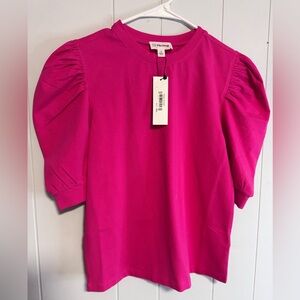 Vibrant Pink Puff Sleeve Blouse